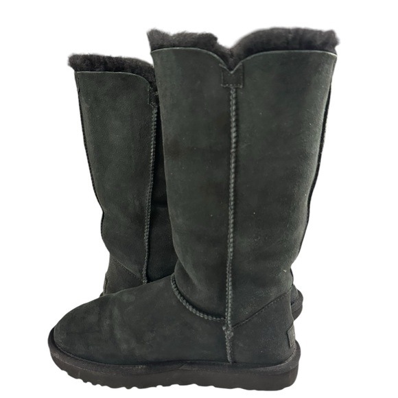 UGG BAILEY BUTTONS TRIPLET BOMBER LEATHER BOOTS BLACK WOMEN SIZE 7 B6 - Picture 8 of 9